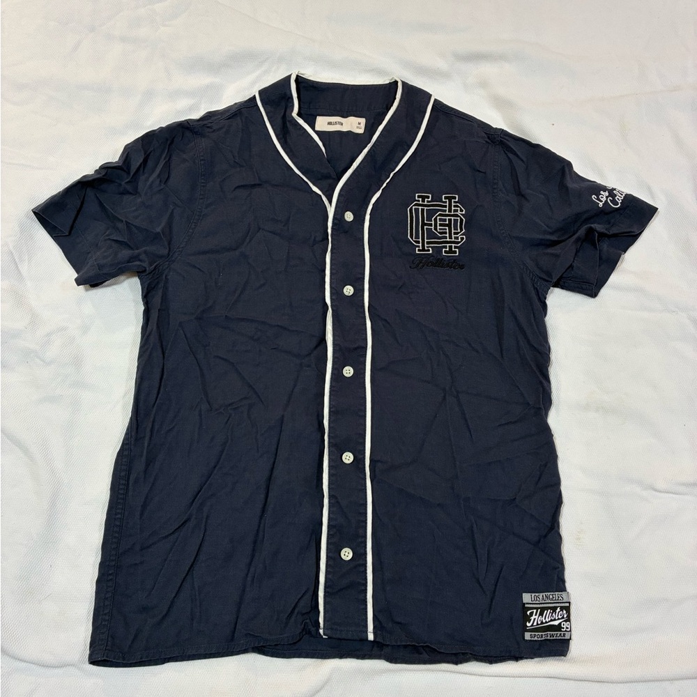 Hollister M Navy‎ Baseball Jersey Monogram Embroidered LA California